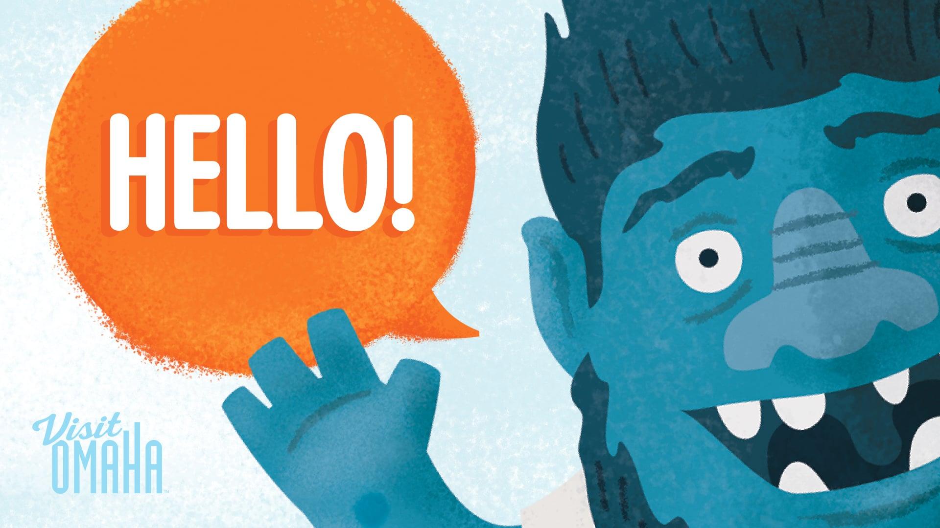 Omar the blue troll waving