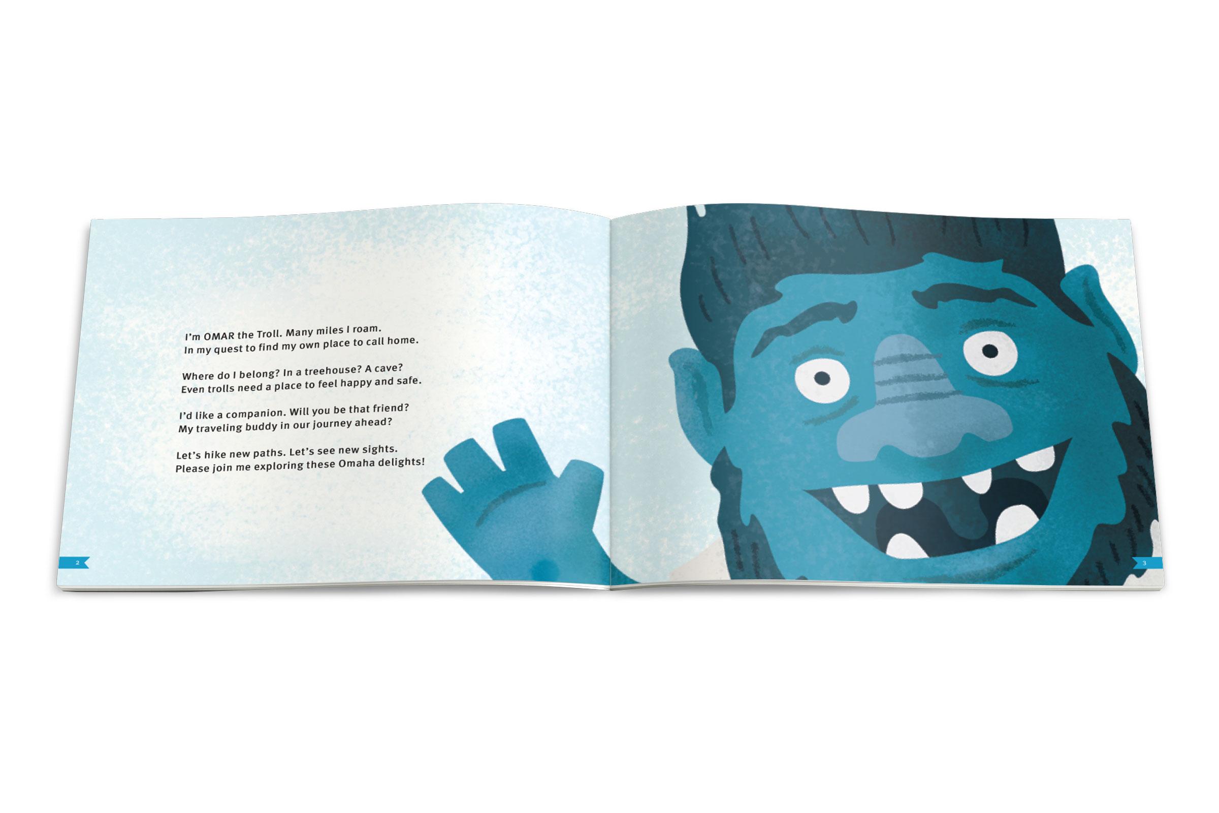 Omar the Troll storybook inside spreads