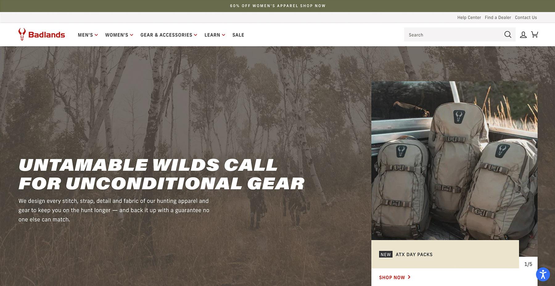 badlands ecomm website desktop