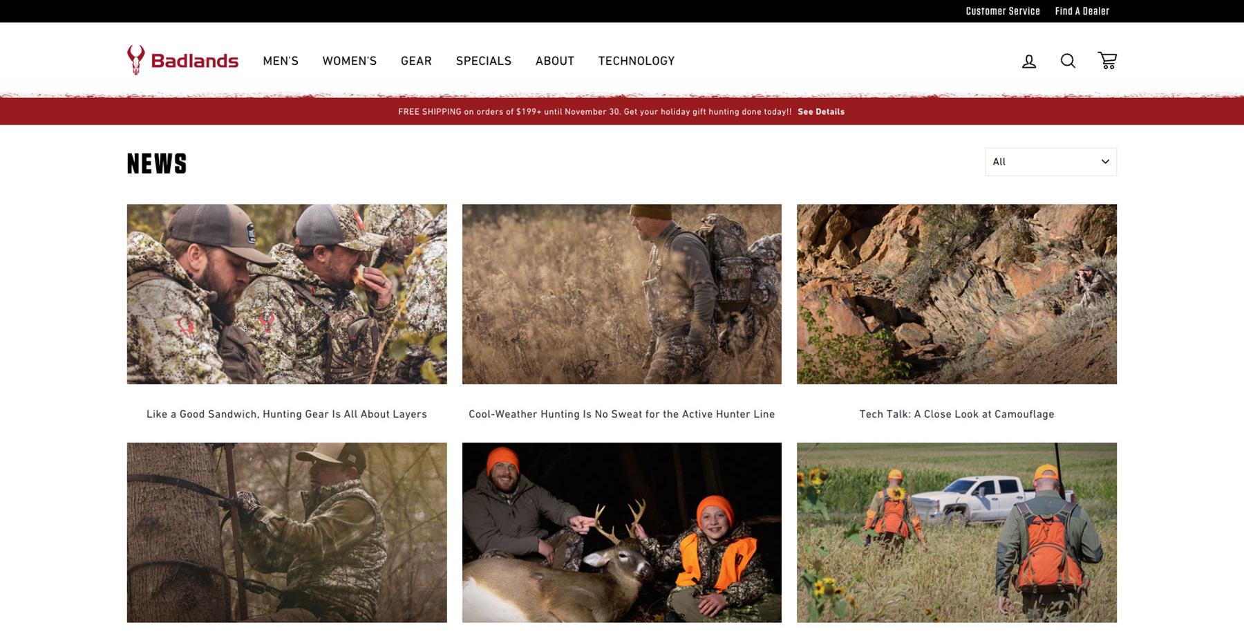 Badlands Gear Desktop News Listing Page