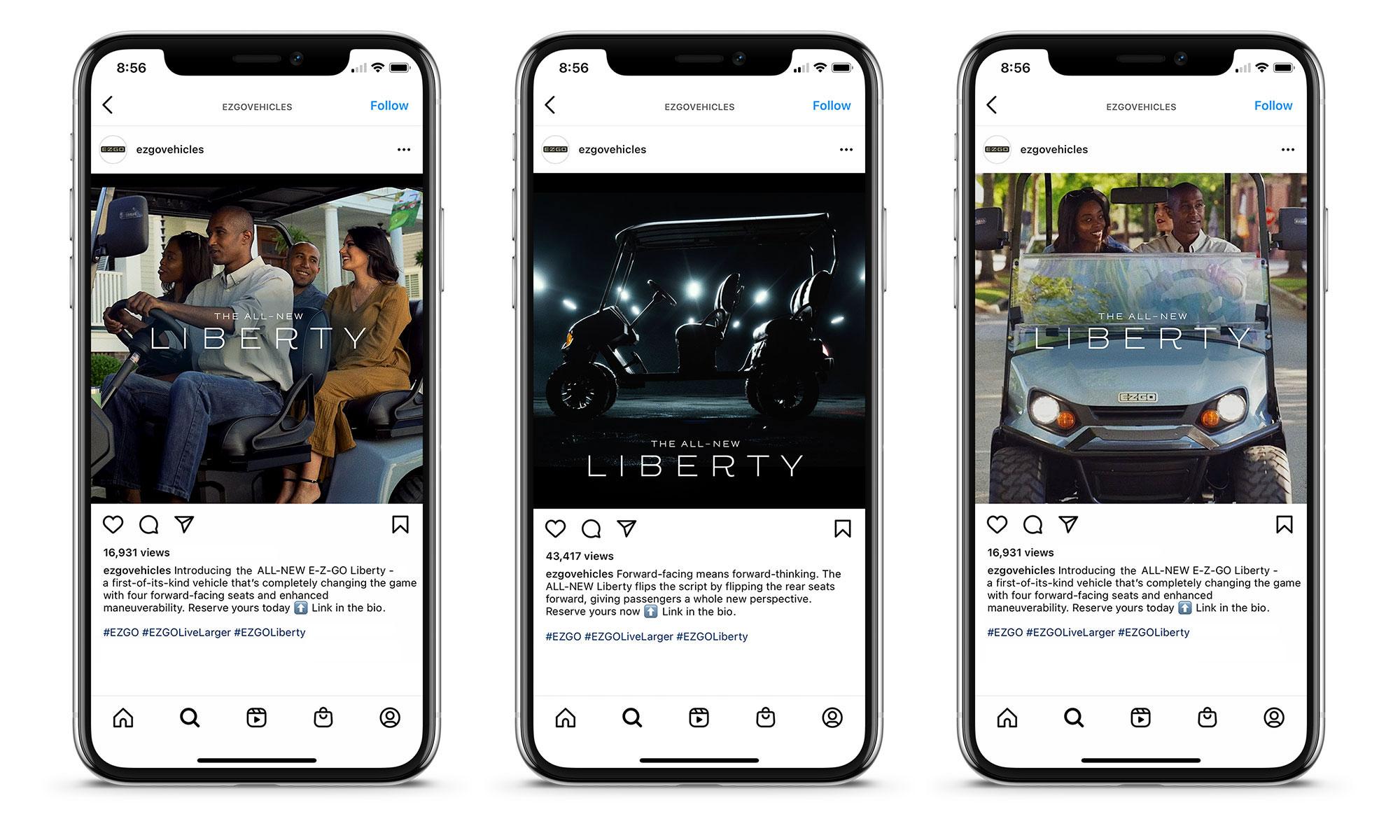 Liberty golf cart facebook carousel on phone
