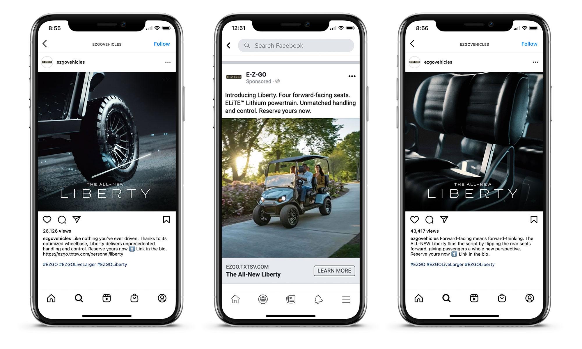 Liberty golf cart facebook carousel on phone