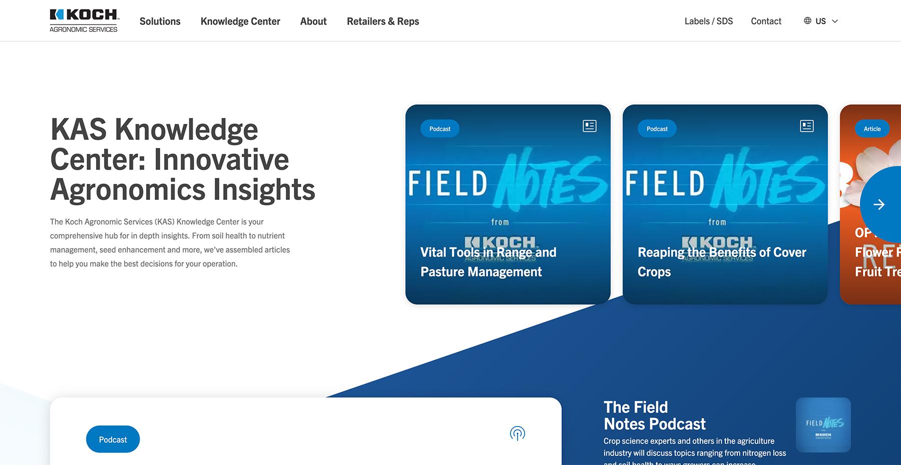 Koch Ag Field Notes Landing Page Desktop